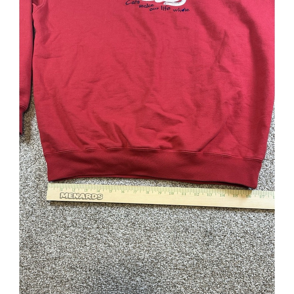 VTG 90s M&C Sportswear Crewneck Sweatshirt Womens L Red Cat Love - Picture 3 of 9